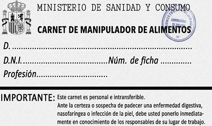 normativa historia carnet de manipulador de alimentos